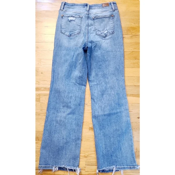 Judy Blue High Waist 90's Knee Destroy Straight Denim Jeans Size 28 Baddie - Picture 8 of 11